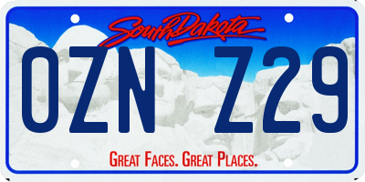SD license plate 0ZNZ29