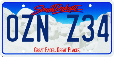 SD license plate 0ZNZ34