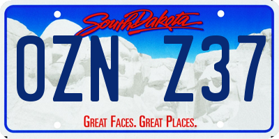 SD license plate 0ZNZ37