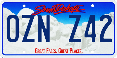 SD license plate 0ZNZ42