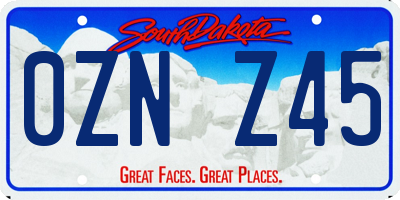 SD license plate 0ZNZ45