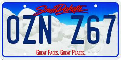 SD license plate 0ZNZ67