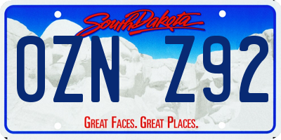 SD license plate 0ZNZ92