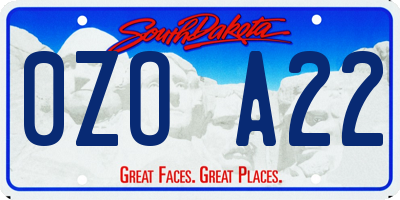 SD license plate 0ZOA22