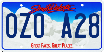 SD license plate 0ZOA28
