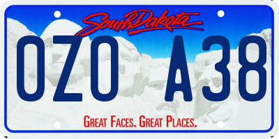 SD license plate 0ZOA38