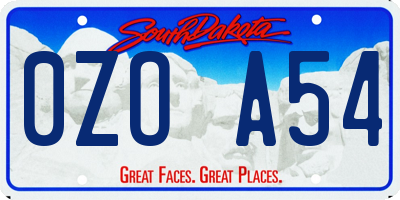 SD license plate 0ZOA54