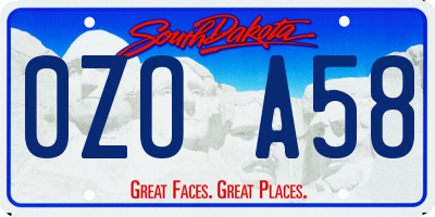 SD license plate 0ZOA58