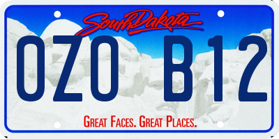 SD license plate 0ZOB12