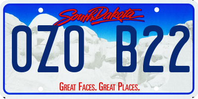 SD license plate 0ZOB22