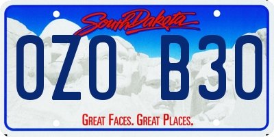 SD license plate 0ZOB30