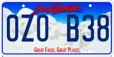 SD license plate 0ZOB38