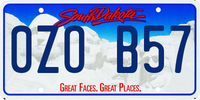 SD license plate 0ZOB57