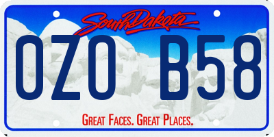 SD license plate 0ZOB58