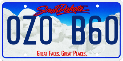 SD license plate 0ZOB60