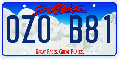 SD license plate 0ZOB81