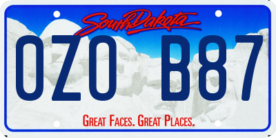 SD license plate 0ZOB87