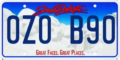 SD license plate 0ZOB90
