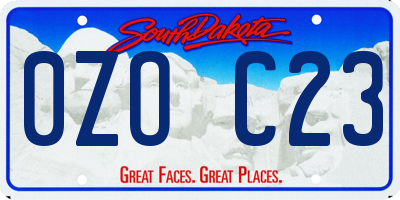 SD license plate 0ZOC23