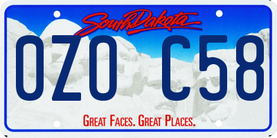 SD license plate 0ZOC58