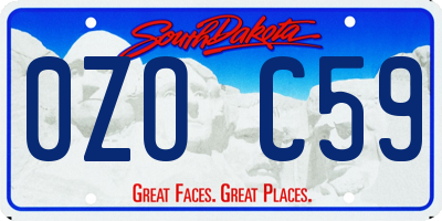 SD license plate 0ZOC59