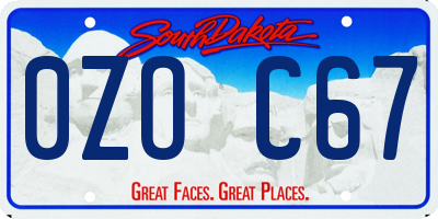 SD license plate 0ZOC67