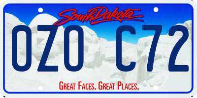 SD license plate 0ZOC72