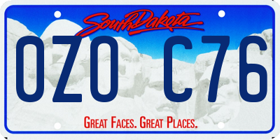 SD license plate 0ZOC76