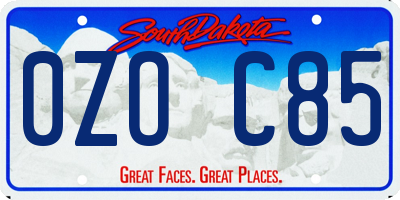 SD license plate 0ZOC85
