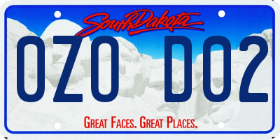 SD license plate 0ZOD02