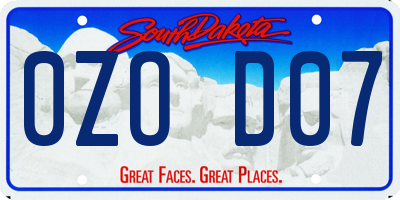 SD license plate 0ZOD07