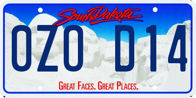 SD license plate 0ZOD14