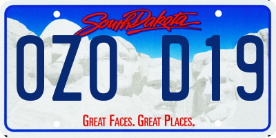 SD license plate 0ZOD19