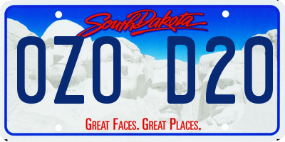 SD license plate 0ZOD20