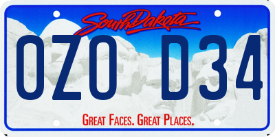 SD license plate 0ZOD34