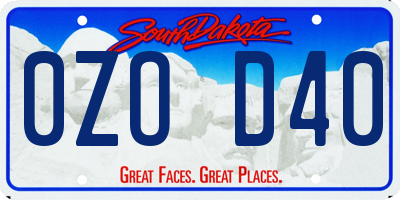 SD license plate 0ZOD40