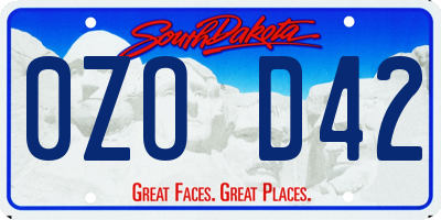 SD license plate 0ZOD42
