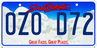 SD license plate 0ZOD72