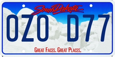 SD license plate 0ZOD77