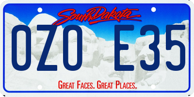 SD license plate 0ZOE35