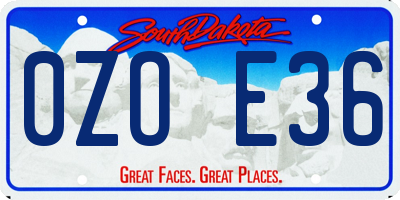 SD license plate 0ZOE36