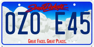SD license plate 0ZOE45