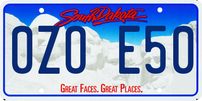 SD license plate 0ZOE50