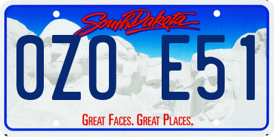SD license plate 0ZOE51
