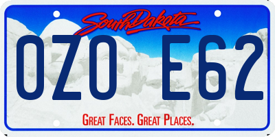 SD license plate 0ZOE62