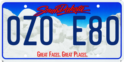 SD license plate 0ZOE80