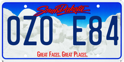 SD license plate 0ZOE84
