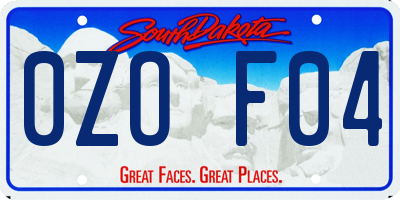 SD license plate 0ZOF04