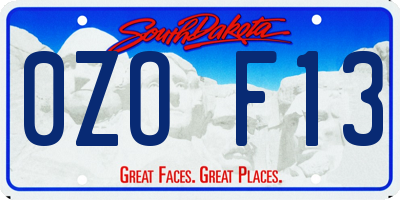 SD license plate 0ZOF13