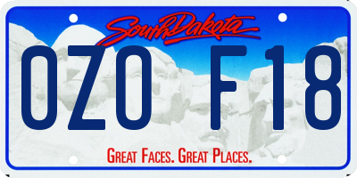 SD license plate 0ZOF18